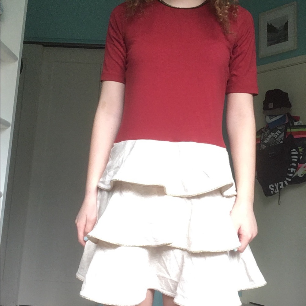 Red and white dress